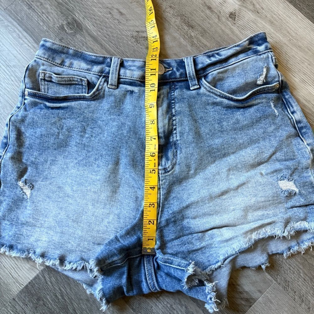 Lauren Conrad High Rise Shorts Light Wash Distressed Denim 10 - Picture 10 of 12